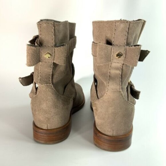 Kate Spade New York Short Boot Size 5.5 Tan Suede Ankle Buckle Brazil - Picture 7 of 13